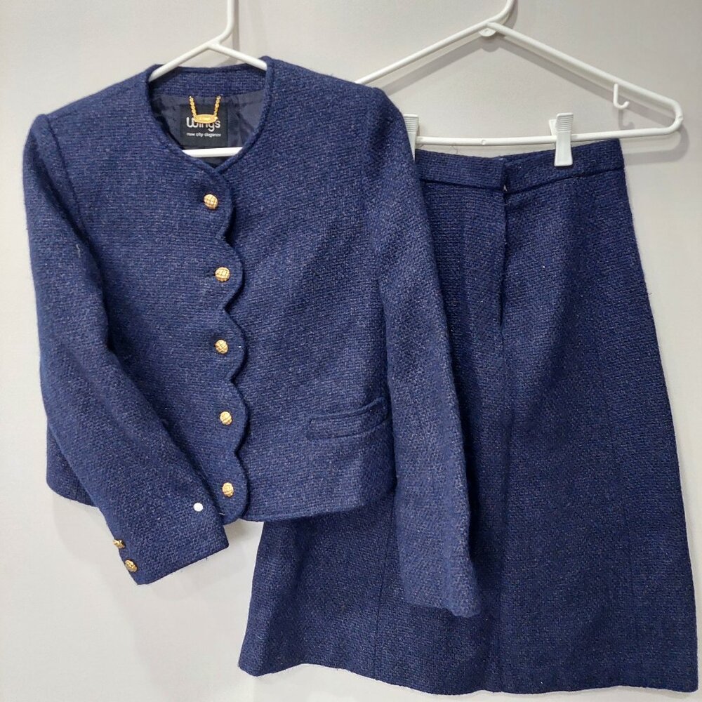 Vintage Japanese Wool Silk Blazer & Skirt Suit